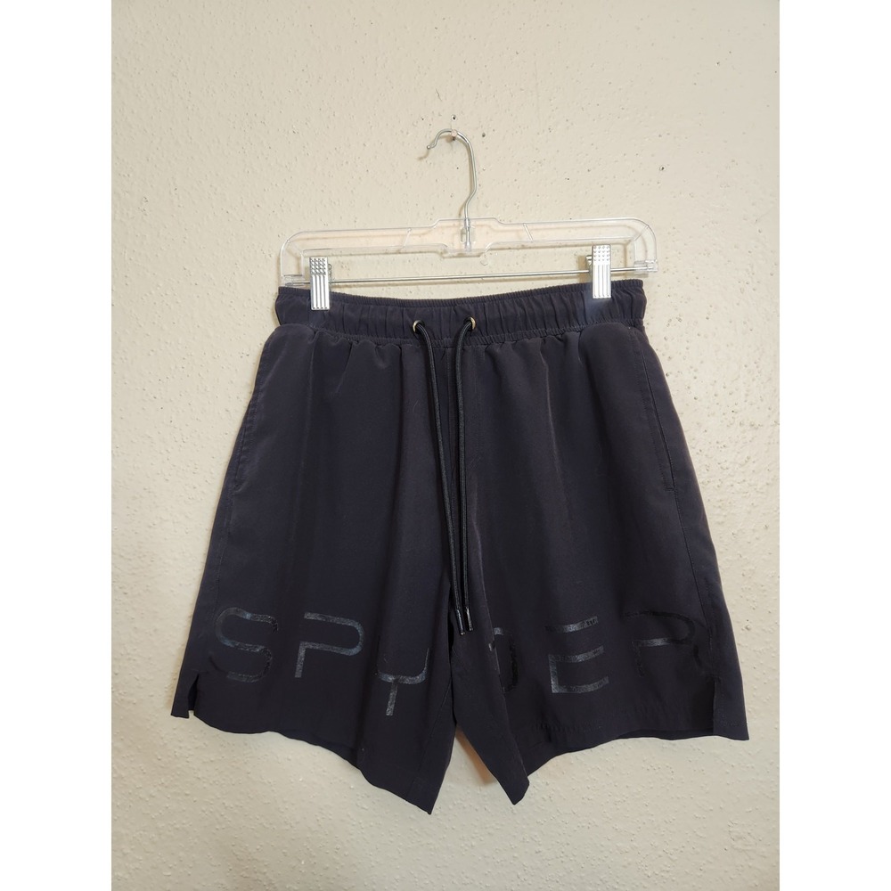 Spyder Mens Small Black Swim Board Shorts Logo UV Protection Drawstring Trunks